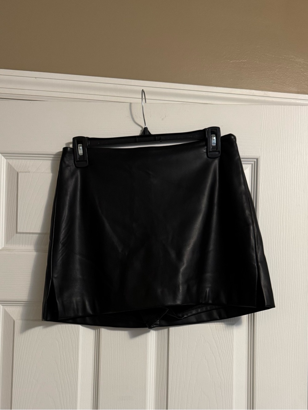 Express Black Faux Leather Mini Skort